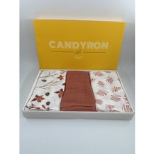 Candyron %100 Pamuk Müslin Örtü Seti 3 Adet 75x75 cm Turuncu Renkli Desenler İçerir