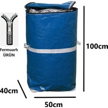 Jokey Ambalaj Iş-Ev Branda Taşıma Çuvalı 50X40+100CM Fermuarlı ve Cepli 170GR.TEKSTIL Çuvalı- (Lacivert)