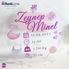 Pleksi Kapı Süsü Kız Bebek Doğum Tarihli