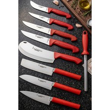 Lazbisa Silver Pro Serisi Mutfak Bıçak Seti 9 Parça Et Ekmek Sebze Salata Börek Bıçağı Masatı (MFP-408)