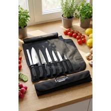 Lazbisa İncisive Serisi Çantalı 7 Li Mutfak Bıçak Seti Gastronomi Mutfak Bıçak Seti ( Mft-723)