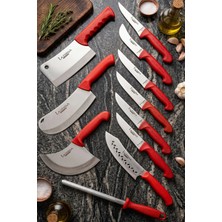 Lazbisa Silver Pro Serisi Mutfak Bıçak Seti 11 Parça Et Ekmek Sebze Börek Şef Bıçağı Masatı Satırı (MFP-784)