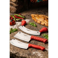 Lazbisa Silver Serisi Pide Börek Mutfak Bıçağı Salata Pizza Bıçak Kıyma Ve Tavuk Satırı 3 Lü Set ( Mft-376 )