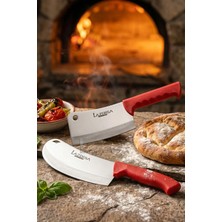 Lazbisa Silver Serisi Pizza Salata Börek Pide Bıçağı Tavuk Satırı 2 li Set Günlük Kullanım ( MFT-465 )