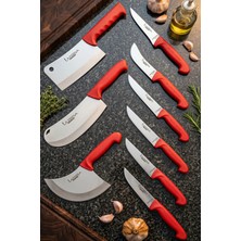 Lazbisa Silver Pro Serisi Mutfak Bıçak Seti 9 Parça Et Ekmek Sebze Soğan Börek Bıçağı Satırı (MFP-245)