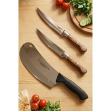 Lazbisa İncisive Serisi Mutfak Bıçak Seti Et Ekmek Sebze Pizza Pide Salata Bıçağı 3 Lü Set ( Mtf-457)