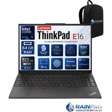Lenovo Thinkpad E16 Gen2 Intel Core Ultra 5 125U 64 GB Ddr5 512 GB SSD 16" Wuxga IPS Windows 11 Pro Taşınabilir Bilgisayar 21MA003RNP21