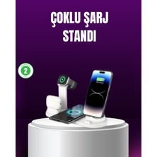 15W Hızlı Şarj Destekli 4’ü 1 Arada Kablosuz Şarj Istasyonu