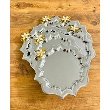 Maglor 6'lı Papatya Aksesuarlı Yıldız Gümüş Paslanmaz Çelik Sunum Tepsisi 25X25 Yuvarlak