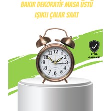 Nostaljik Bronz Metal Alarmlı Masa Saati Büyük Boy Dekoratif ve Şık Tasarım