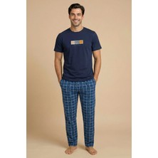 Wordex Mrn 8102 Penye Çizgili Pijamalı Erkek Yazlık Kısa Kollu Cepli Pijama Takımı