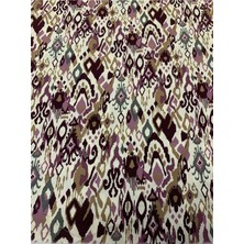 Yiğit Kumaş Mürdüm Ikat Etnik Desenli Viskon Kumaş
