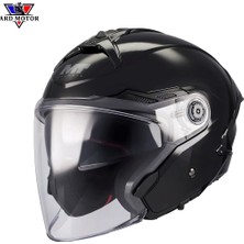 mt Helmets Cosmo Sv Pure A1 Parlak Siyah Güneş Vizörlü Yarım Kask