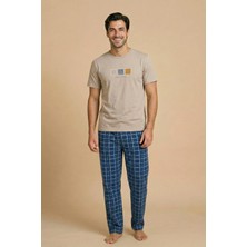 Wordex Mrn 8102 Penye Çizgili Pijamalı Erkek Yazlık Kısa Kollu Cepli Pijama Takımı