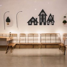 Lazer Kesim Metal Duvar Dekoru, Üçlü Ev 40 cm