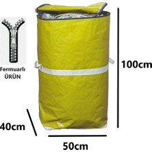 Jokey Ambalaj Iş-Ev Branda Taşıma Çuvalı 50X40+100CM Fermuarlı ve Cepli 170GR.TEKSTIL Çuvalı- (Sarı)