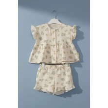 Babymet %100 Pamuk Müslin Kız Bebek Alt-Üst İkili Takım- Çiçek Desenli – Yumuşak &Doğal 
