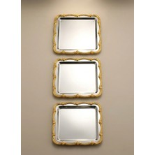 Maglor 3 Adet Kare - Gold Çerçeveli ( Çerçeve Plastik ) Paslanmaz Çelik Sunum Dekoratif Tepsi