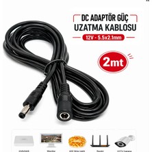 Anktek Dc Adaptör Güç Uzatma Kablosu 5.5x2.1mm 12V Kamera Şerit LED Monitör Dvr/nvr...2 mt