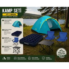 Kamp Seti - Başlangıç Seviyesi / 4 Kişilik Çadır - Katlanır Masa - Çift Kişilik Yatak - 2 Sandalye