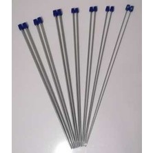 Nazarone Titanyum Paslanmaz Parlak Uzun Örgü Şiş Seti 35 cm 7'li Şiş Seti Mavi Renk 2-2,5-3-3,5-4-4,5-5 mm Numara