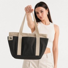 Bordglow PlusGlow Design Serisi – Füme-Gri Premium Kanvas Tote Bag | 9 cep - Fermuarlı (40x26x12 cm)