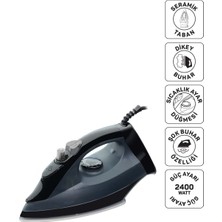 Arzum Felix FL663 Liena Seramik Tabanlı Ütü, 2400W, 120 G/dk Şok Buhar, Otomatik Temizleme, Dik Buhar, Siyah
