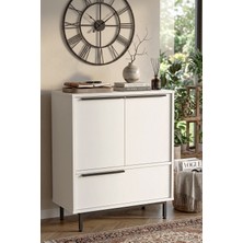 Yurudesign Ocean Ofis Dolabı 3 Kapaklı Metal Ayaklı Beyaz ON8B-W