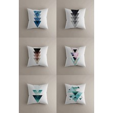 6'lı Siyah & Gri Zigzag Desenli Çift Taraflı Yastık Kılıfı (43X43 Cm) | Modern Kırlent Seti