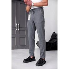 Ser Joven Erkek Füme Slim Fit Likralı Beli Lastikli Bağcıklı Yan Cep Jogger Kumaş Pantolon