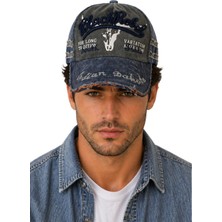 Erkek Vintage Eskitme Şapka Black Rebel Nakışlı Ayarlanabilir Tokalı Baseball Cap