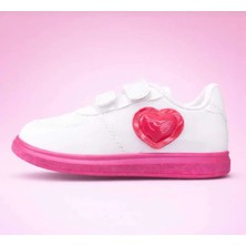 ALCdesing Pembe Kalp Aksesuarlı Baskılı Kız Çocuk Spor Ayakkabıve Sneakers