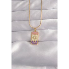 316L Çelik Gold Renk Karışık Mineli Ay Figür Tarot Kolye - Lisinya