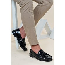 The Hope Shoes Siyah Rugan Püsküllü Klasik Erkek Kundura Ayakkabı Suni Deri Dayanıklı Tasarım
