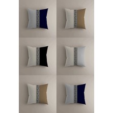 6'lı Kırlent Kılıfı Seti - Klasik Geometrik Desenli Çift Taraflı Dekoratif Yastık Kılıfı, 43X43 cm