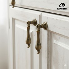 Koçsan Damla Antik Sarı 64 mm Kulp Lüks Country Mutfak Mobilya Dolap Çekmece Kulpu