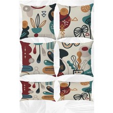 Minimalist Art Çift Tarafı Baskılı 43X43 Kırlent Kılıfı ve 30X50 Dikdörtgen Kırlent Kılıfı 6'lı Set