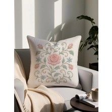 Özel Tasarım Yazlık Punch Nakış Desenli Dijital Baskılı Dekoratif Yastık 4281– 43X43 cm