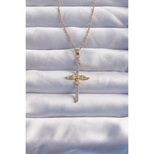 316L Çelik Zincir Gold Renkli Zirkon Taşlı Anka Kuşu Kolye - Lisinya