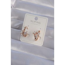 Xuping Rose Renk Zirkon Taşlı Halka Küpe - Lisinya