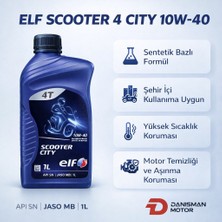 Elf Scooter 4 City 10W-40 Sentetik Bazlı 4 Zamanlı Motosiklet Yağı 1 Litre