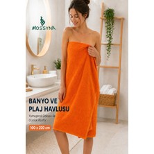 Mossyna %100 Pamuk Banyo ve Plaj Havlusu / Turuncu Renk / 70X180 / 100X220 / Ring Iplik /ebatseçenekli