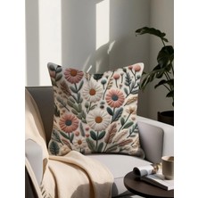 Punch Nakış Desenli Dijital Baskılı Dekoratif Yastık 4279– 43X43 cm Mikro Petek Kumaş