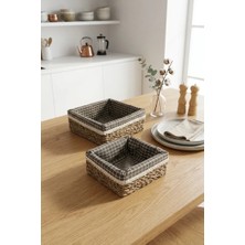 Avantage Home Lotte - 2'li Dikdörtgen Hasır Çok Amaçlı Sepet 24 x 24 cm