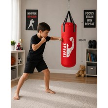 Toprak Sport Kırmızı 60X22 cm Içi Dolu Boks Torbası – Eldiven ve Karabina Hediyeli