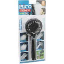 5 Mod Yuvarlak=8.7cm Duş Başlık Kademeli Vakumlu Siyah Gövde - Siyah Zemin - Beyaz-Syh Iğne SAP:14CM (5067)