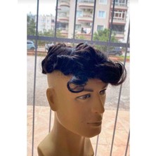 Handmade %100 Insan Saçı Erkek Protez Saç Yıkandığında Düzlesen Model 5*8cm %10 Beyazlı