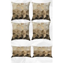 Sarı Mozaik Çift Tarafı Baskılı 43X43 Kırlent Kılıfı ve 30X50 Dikdörtgen Kırlent Kılıfı 6'lı Set