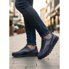 BOA Lacivert Gri Günlük Erkek Ayakkabı  Bağcıklı Yüksek Taban Comfort BA0246