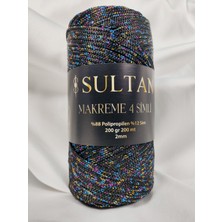 Sultan Simli Parlak Siyah Ebruli Makrome 4 El Örgü Ipi (1 Adet) - Renk: 4270A
